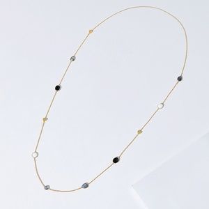 18K Gold Tone Semiprecious Stones Strand Necklace
